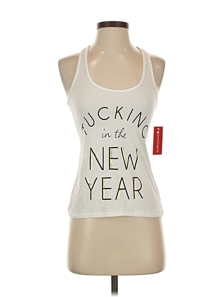 Pre-owned Pure Barre Tank Top White Halter Neckline Tops