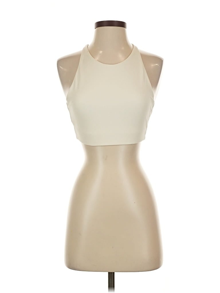 Pre-owned Girlfriend Collective Tank Top Ivory Halter Neckline Tops In White