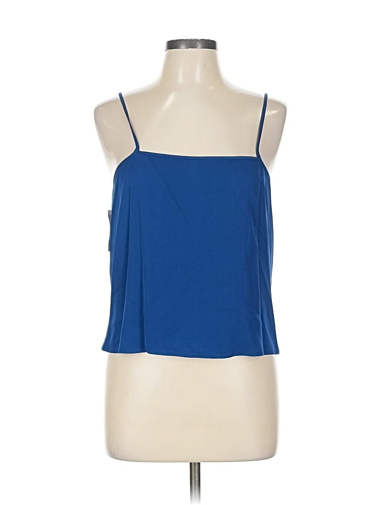 Pre-owned Diane Von Furstenberg Sleeveless Silk Top Blue Halter Neckline Tops