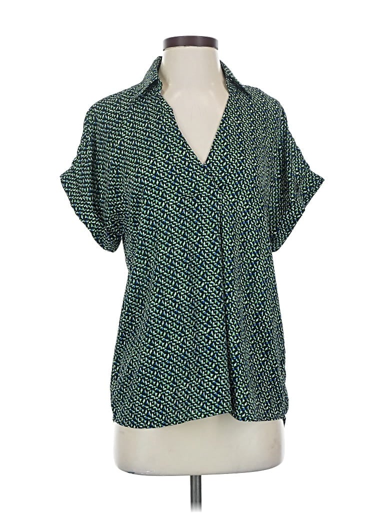 Pre-owned Cabi Short Sleeve Blouse In Green