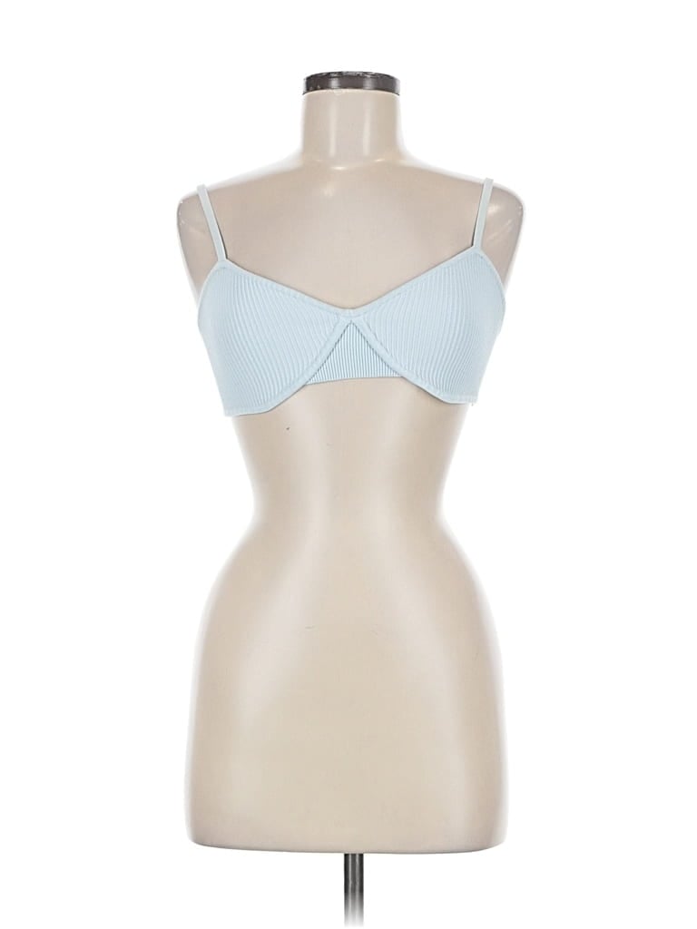 Pre-owned Babaton Tank Top Blue Strapless Neckline Tops