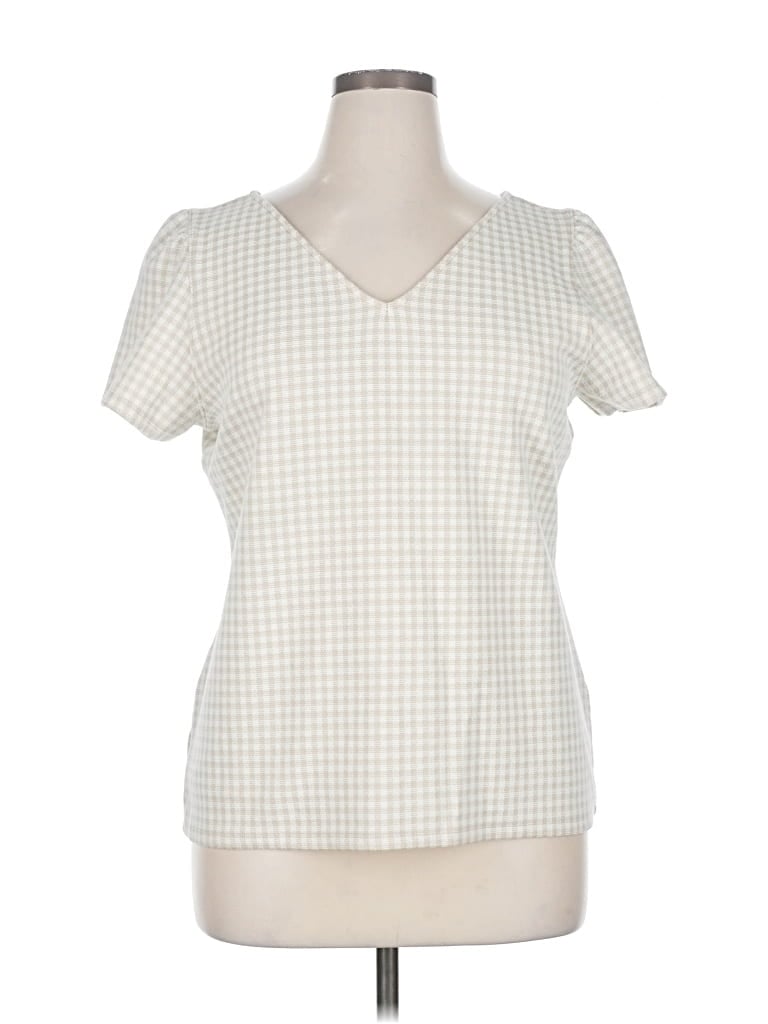 Pre-owned Ann Taylor Short Sleeve Blouse In White