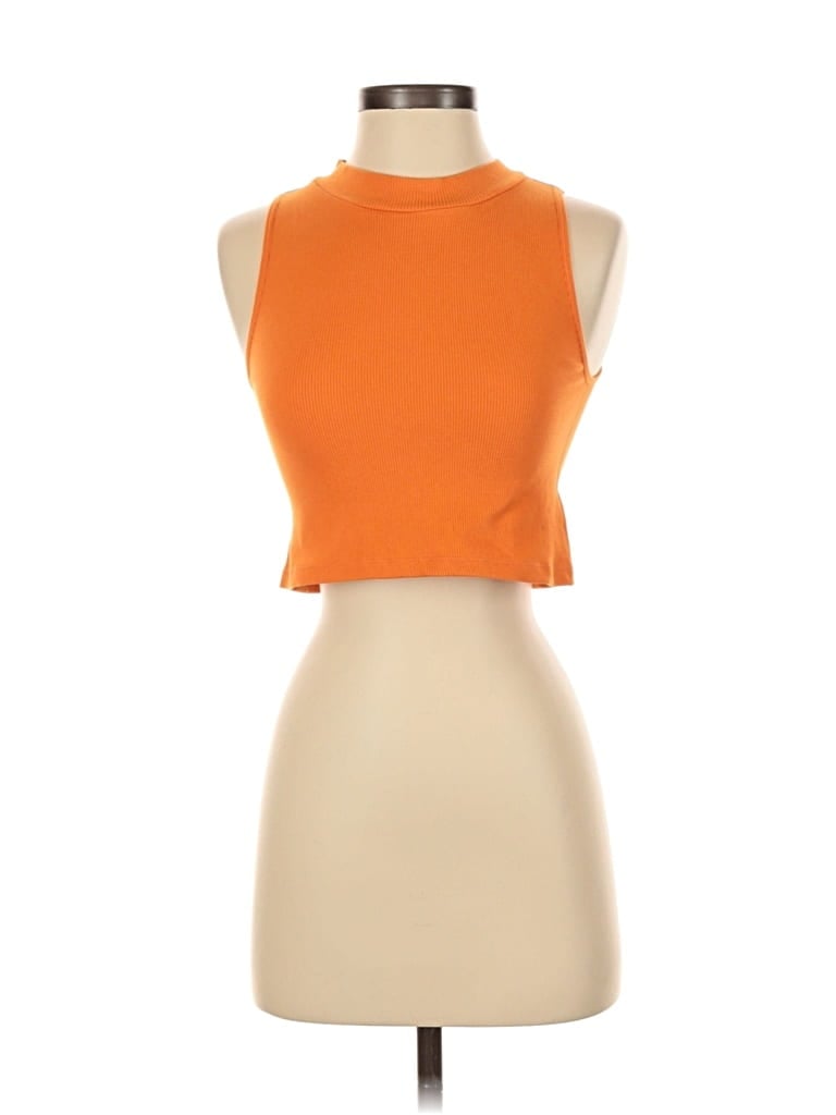 Pre-owned Love J Tank Top Orange Halter Neckline Tops