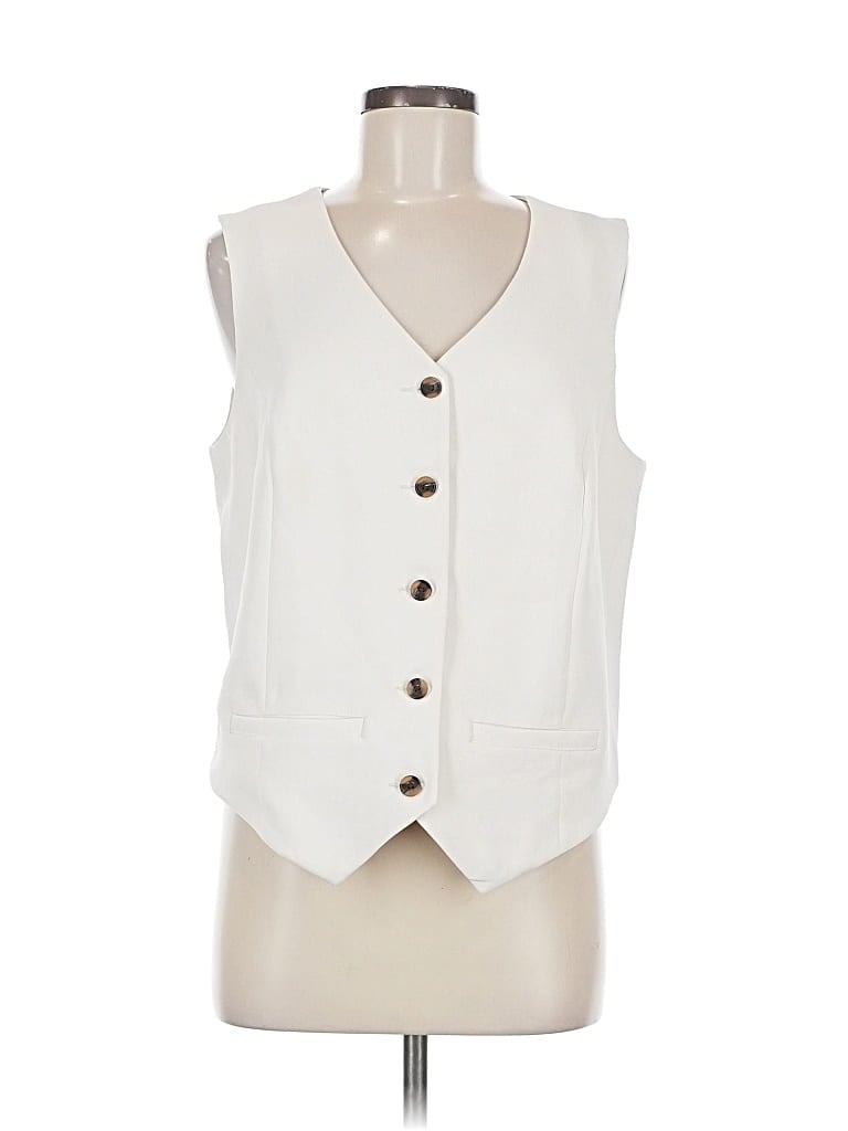 Pre-owned Lands' End Sleeveless Blouse In White