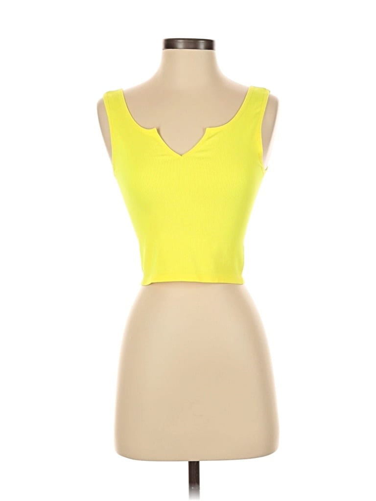 Pre-owned Love J Tank Top Yellow Strapless Neckline Tops