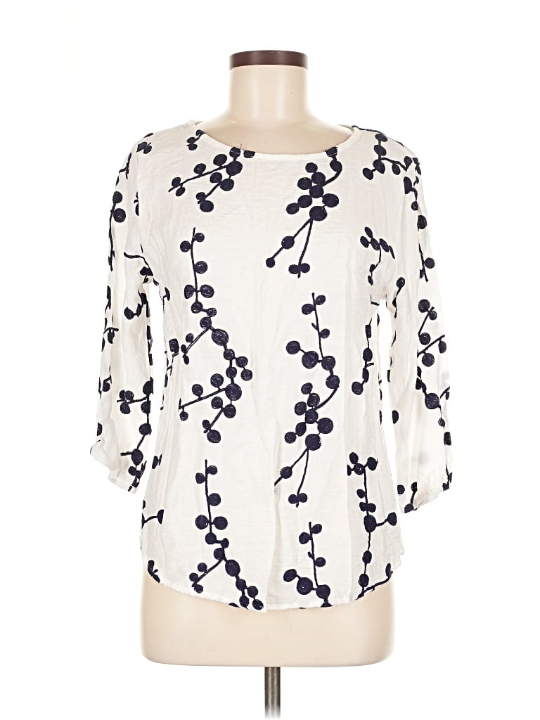 Pre-owned Kindred 3/4 Sleeve Blouse In White