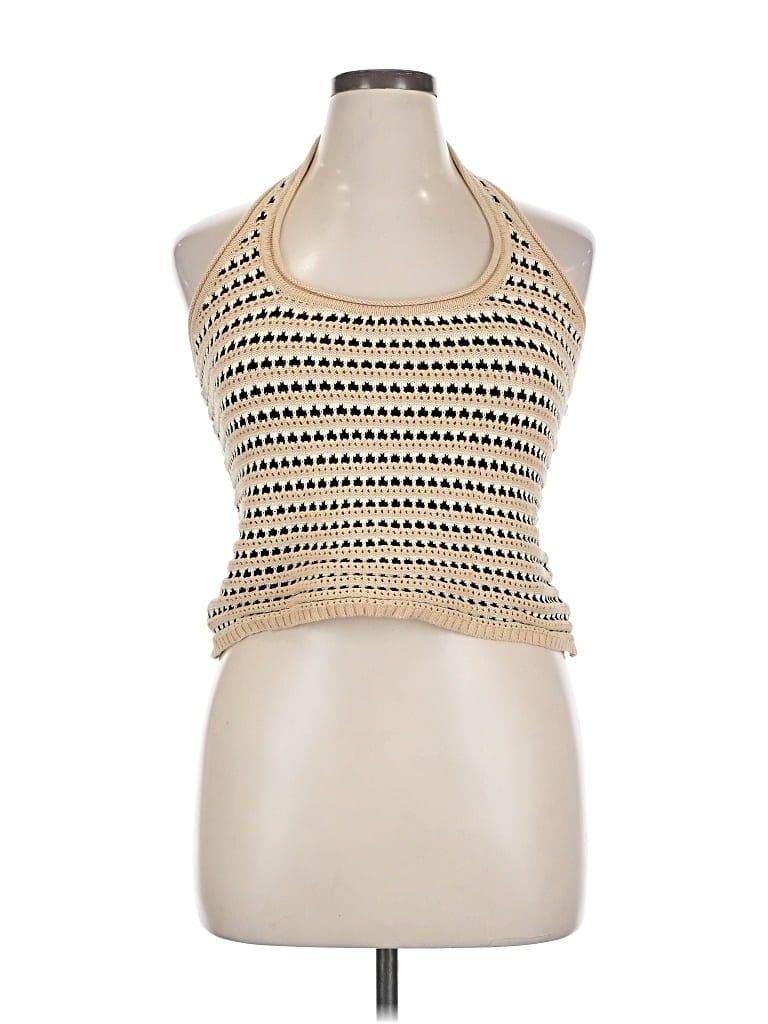 Pre-owned Dissh Sleeveless Top Gold Halter Neckline Tops