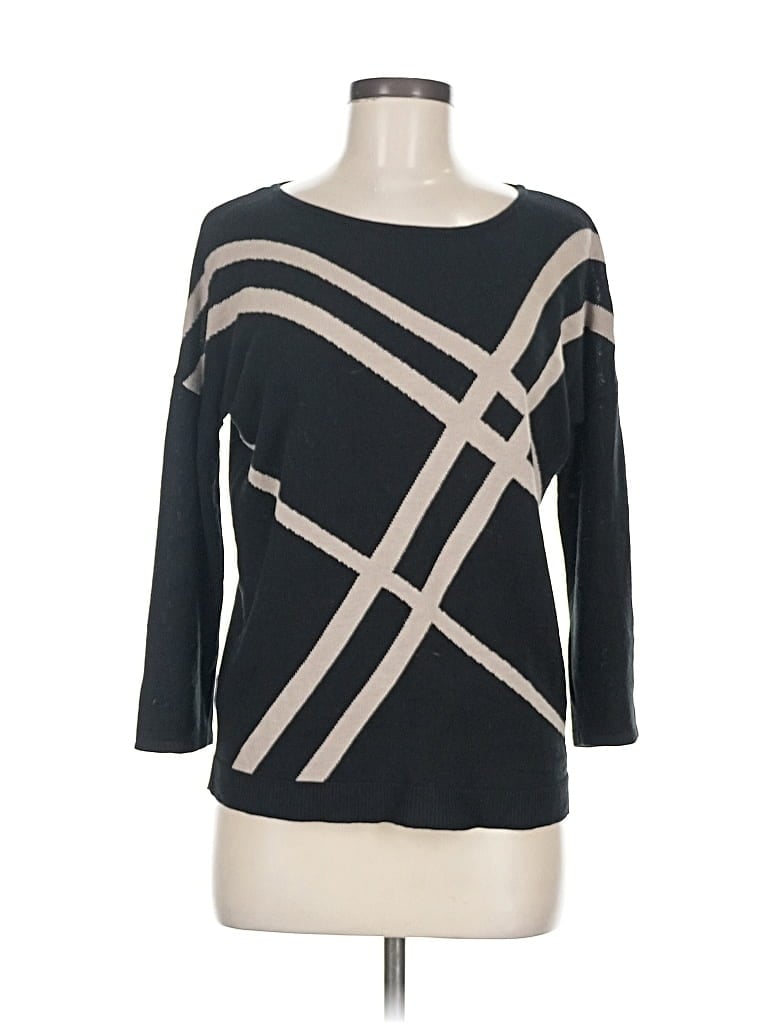 Pre-owned Cable & Gauge Pullover Sweater In Black