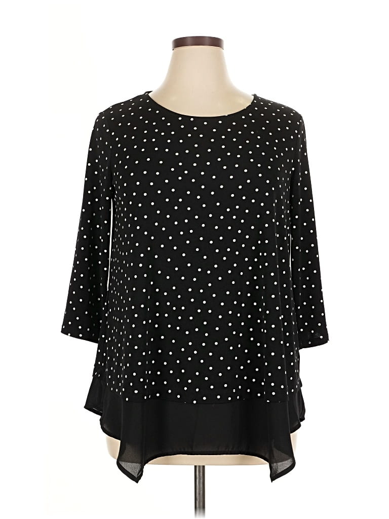 Pre-owned Adrianna Papell 3/4 Sleeve Blouse In Black