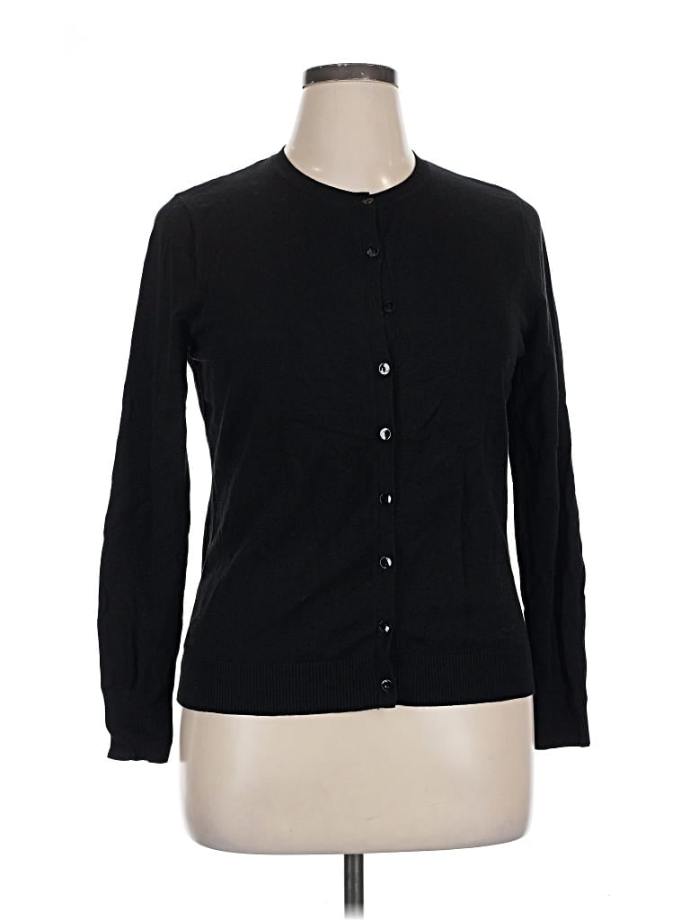 Pre-owned August Silk Cardigan Sweater In Black