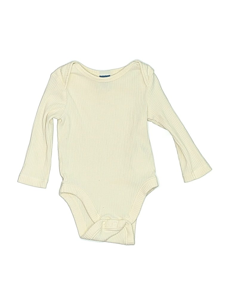 Pre-owned Old Navy Babies' Long Sleeve Onesie In White