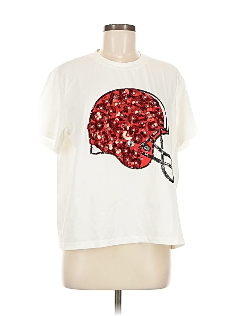 Pre-owned Queen Of Sparkles Short Sleeve T-shirt In White