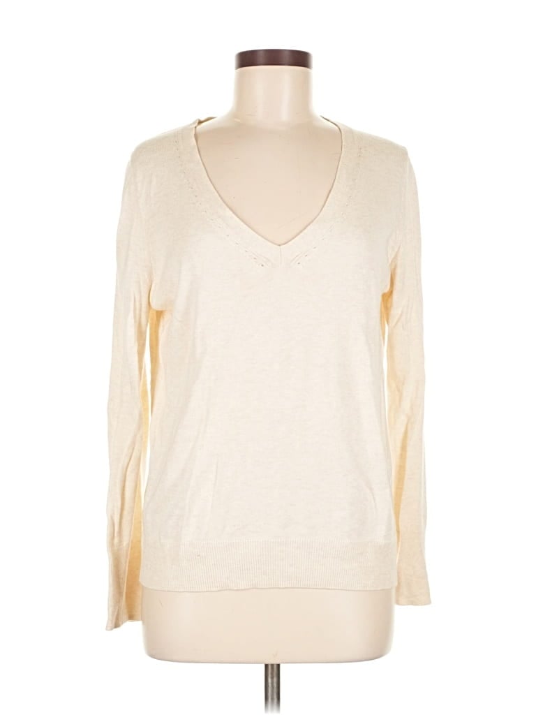 Pre-owned Banana Republic Factory Store Long Sleeve T-shirt In White