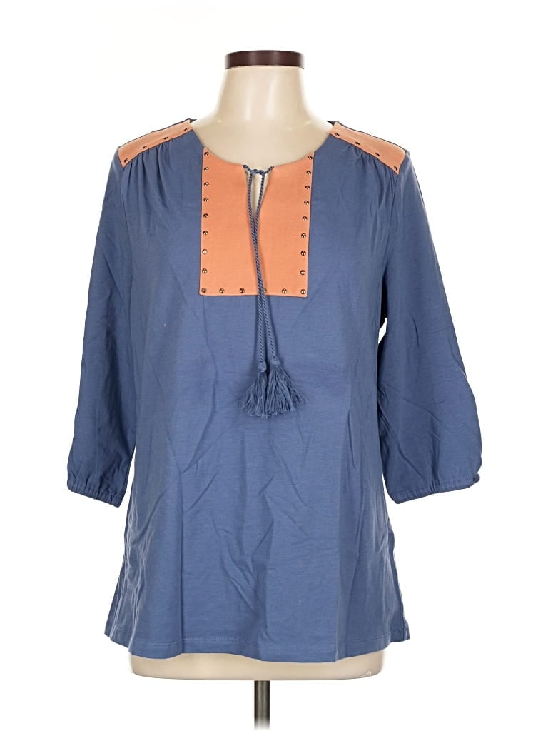 Pre-owned Haute Hippie 3/4 Sleeve Blouse In Blue