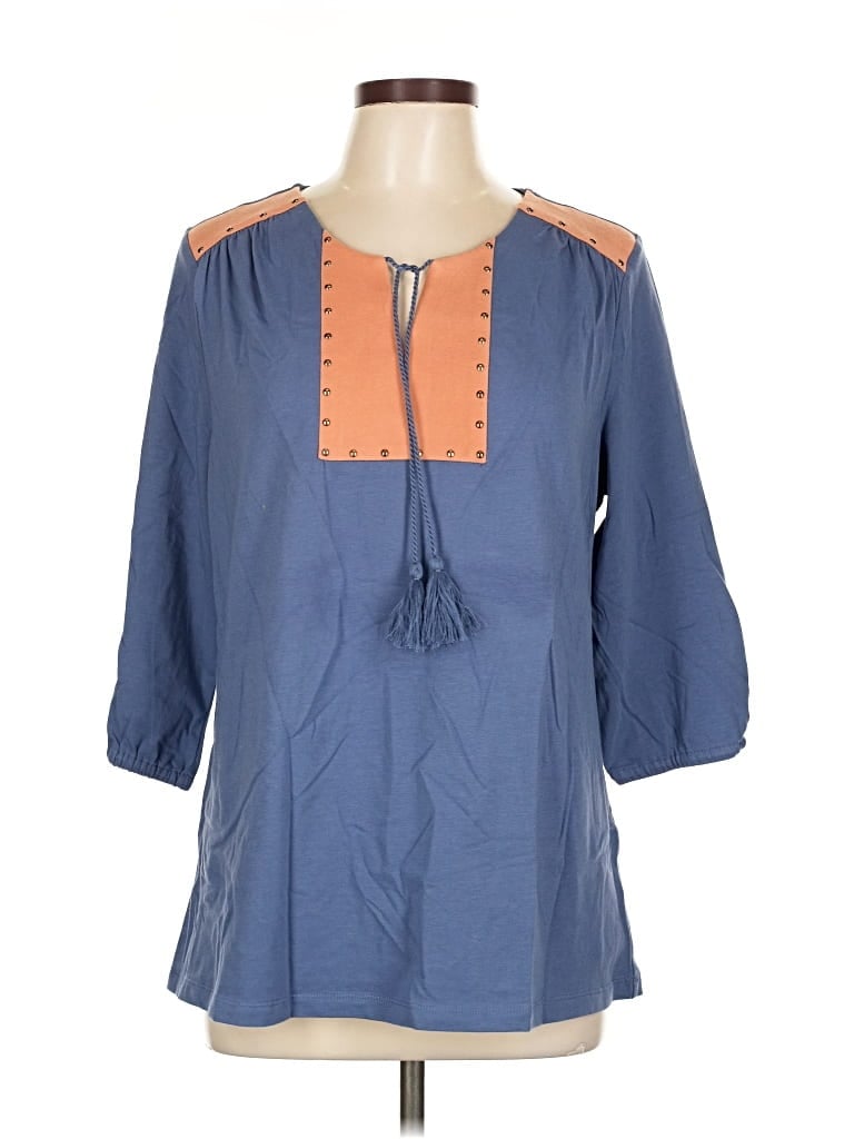 Pre-owned Haute Hippie 3/4 Sleeve Blouse In Blue