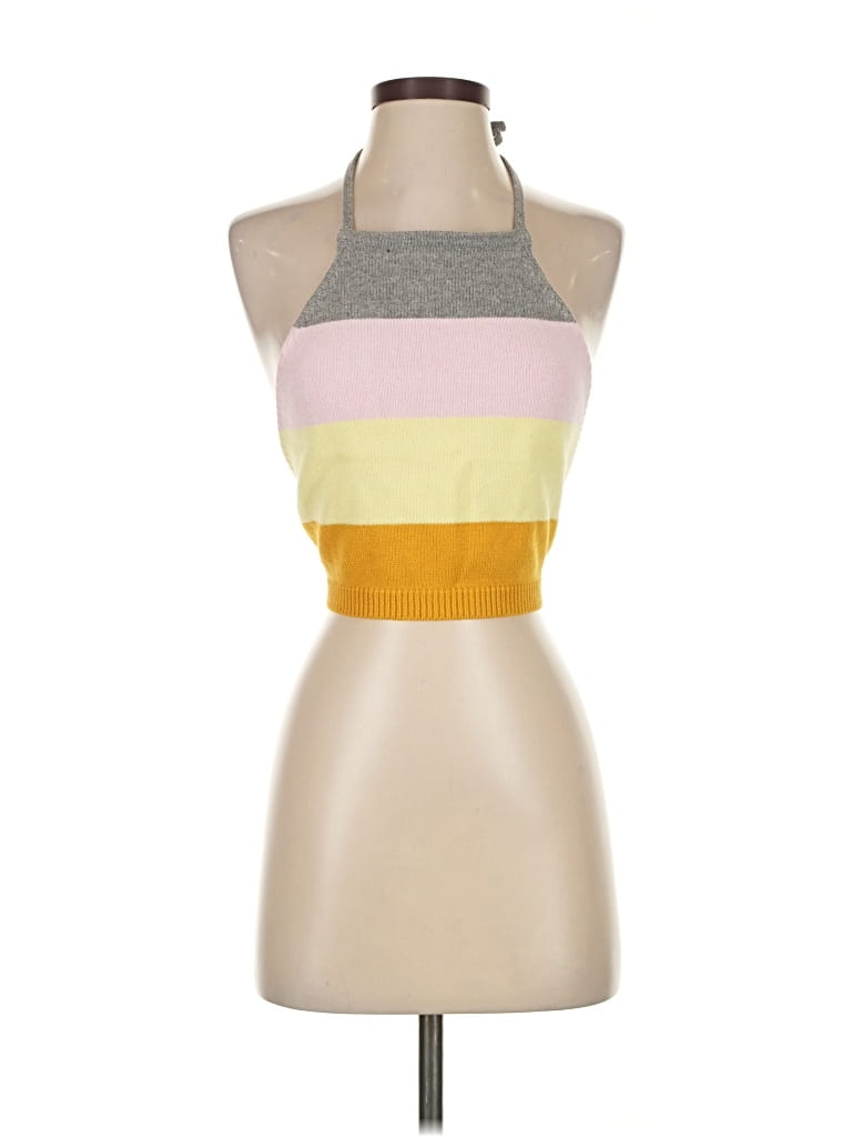 Pre-owned Lumiere Tank Top Yellow Halter Neckline Tops