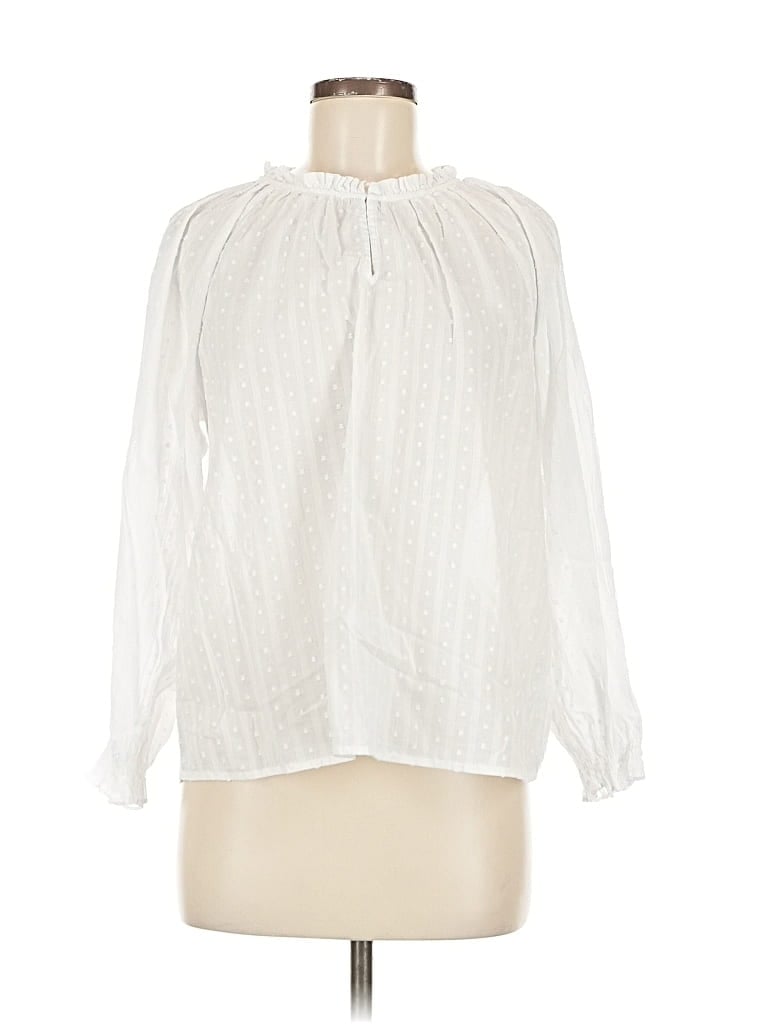 Pre-owned J.crew Factory Store Long Sleeve Blouse In White