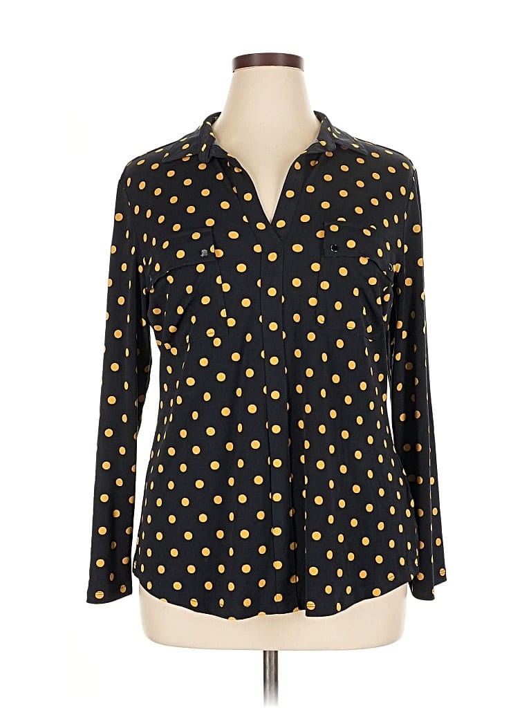 Pre-owned Jones New York Long Sleeve Blouse In Gold