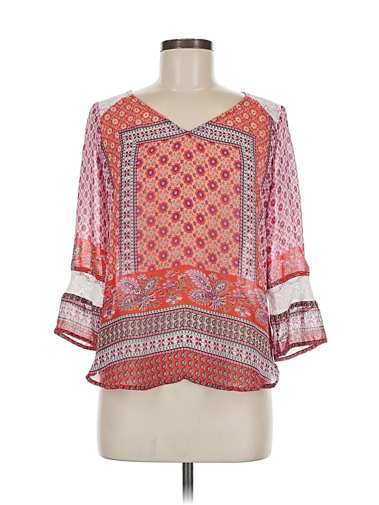 Pre-owned Fig And Flower 3/4 Sleeve Blouse In Red