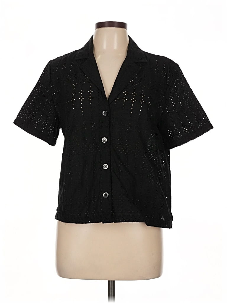 Pre-owned Onia Short Sleeve Blouse In Black
