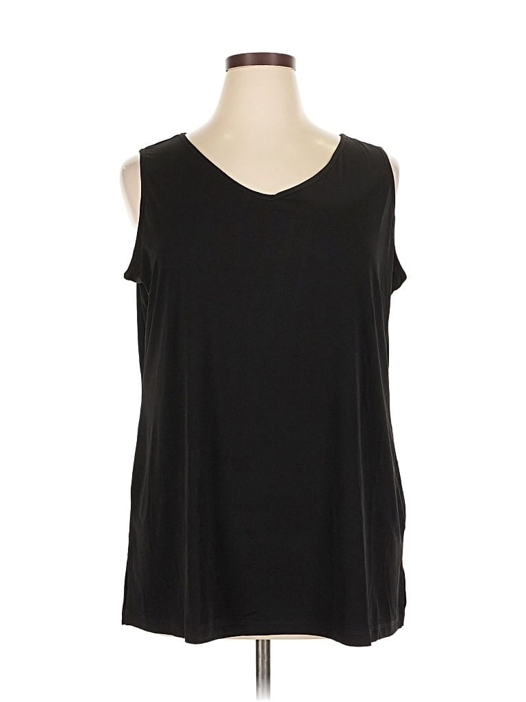 Pre-owned Susan Graver Sleeveless Top Black Scoop Neck Tops