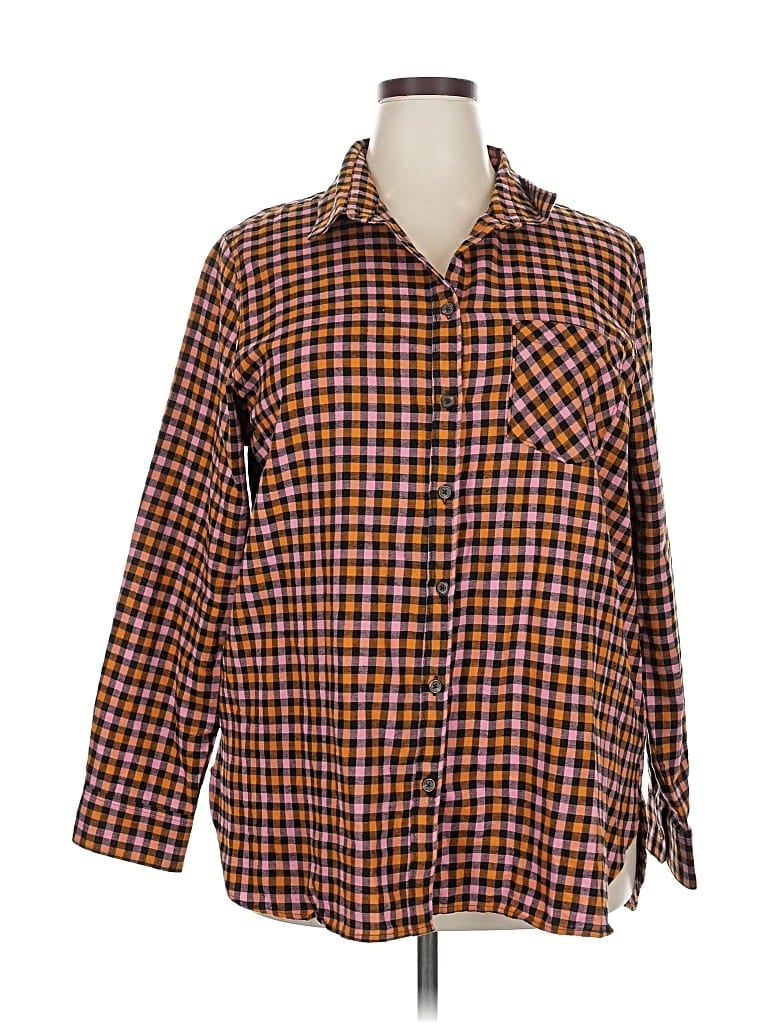 Pre-owned Old Navy 3/4 Sleeve Button Down Shirt In Orange
