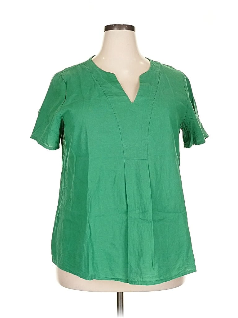 Pre-owned Emery Rose Short Sleeve Blouse In Green