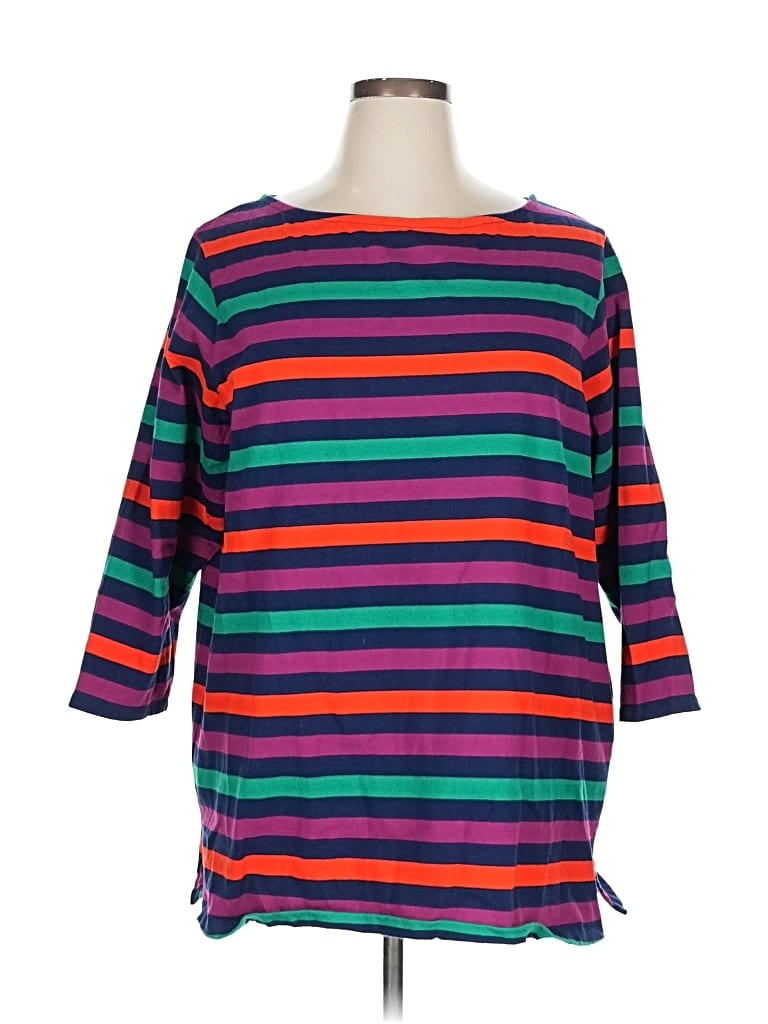 Pre-owned Lands' End 3/4 Sleeve T-shirt In Purple