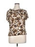 AB Studio Paisley Brown Gold Short Sleeve Blouse Size XL - photo 1