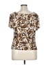AB Studio Paisley Brown Gold Short Sleeve Blouse Size XL - photo 2