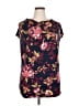 Lane Bryant Floral Burgundy Short Sleeve Blouse Size 14 - 16 Plus - photo 1