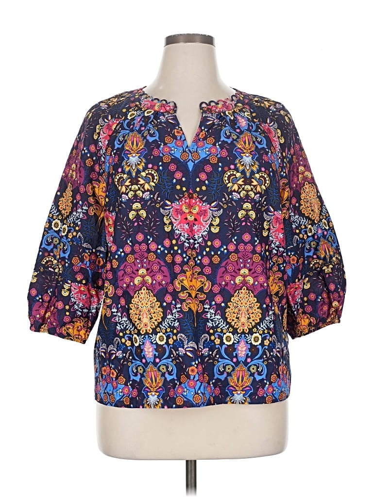 Pre-owned Talbots 3/4 Sleeve Blouse In Blue