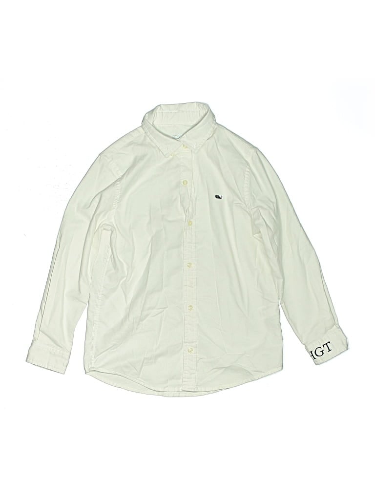 Pre-owned Vineyard Vines Kids' Long Sleeve Button Down Shirt In White