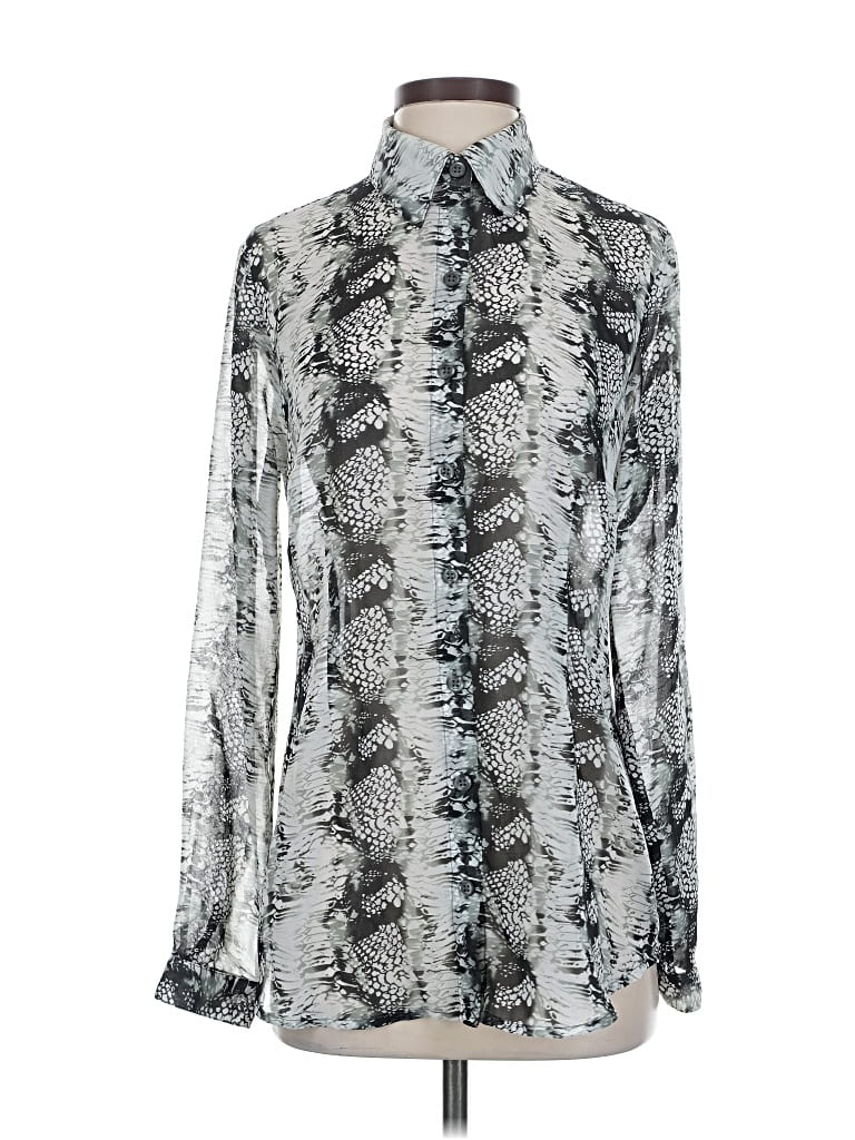 Pre-owned Cabi Long Sleeve Blouse In Silver