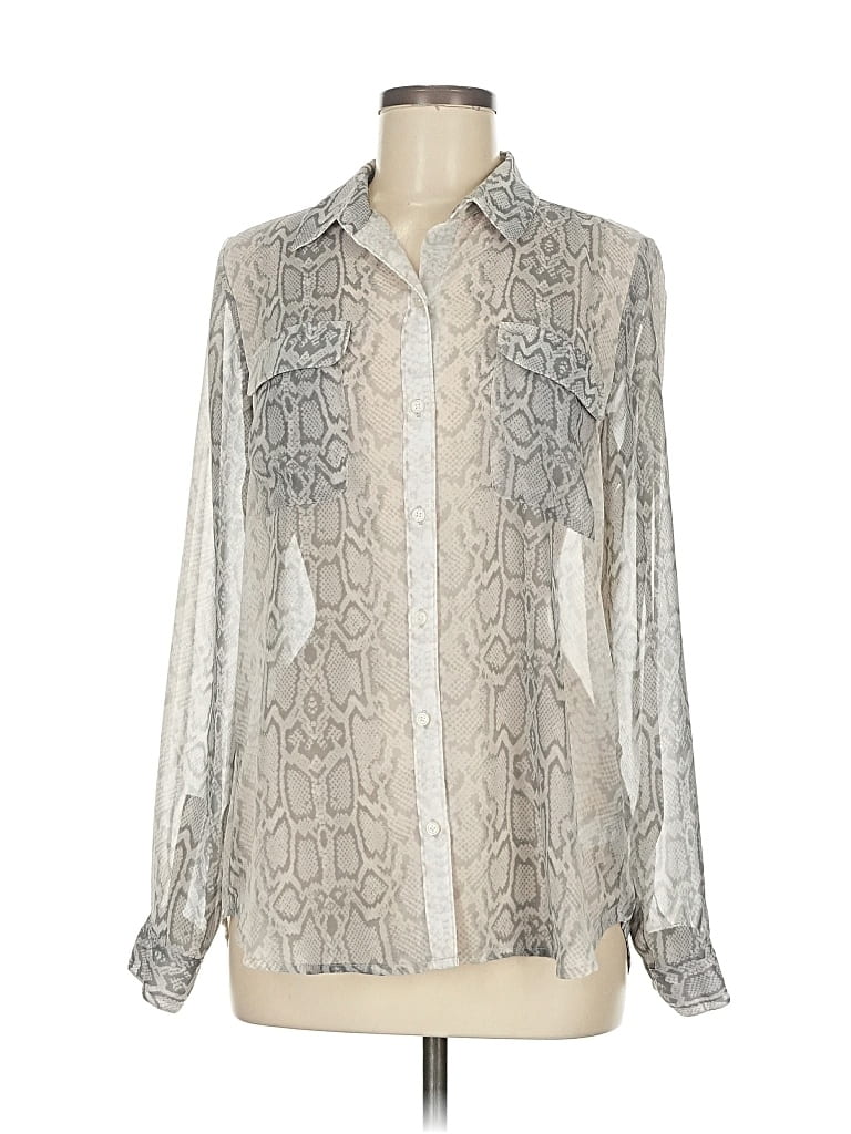Pre-owned Old Navy Long Sleeve Blouse In Silver
