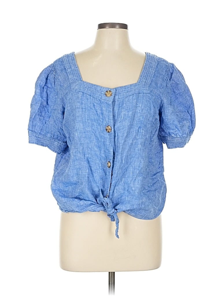 Pre-owned Talbots Short Sleeve Blouse In Blue