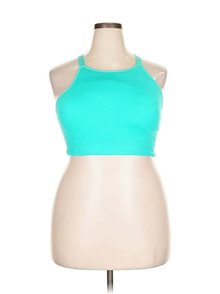 Pre-owned New Balance Tank Top Teal Halter Neckline Tops In Blue
