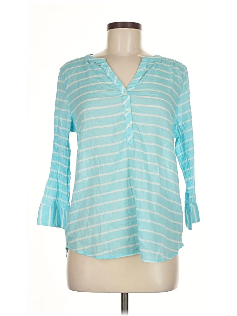 Pre-owned St. John's Bay 3/4 Sleeve Blouse In Blue