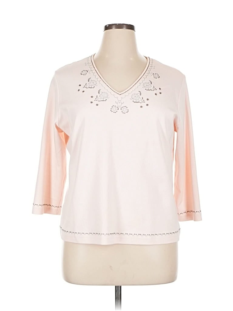 Pre-owned Coldwater Creek 3/4 Sleeve Top Pink V Neck Tops