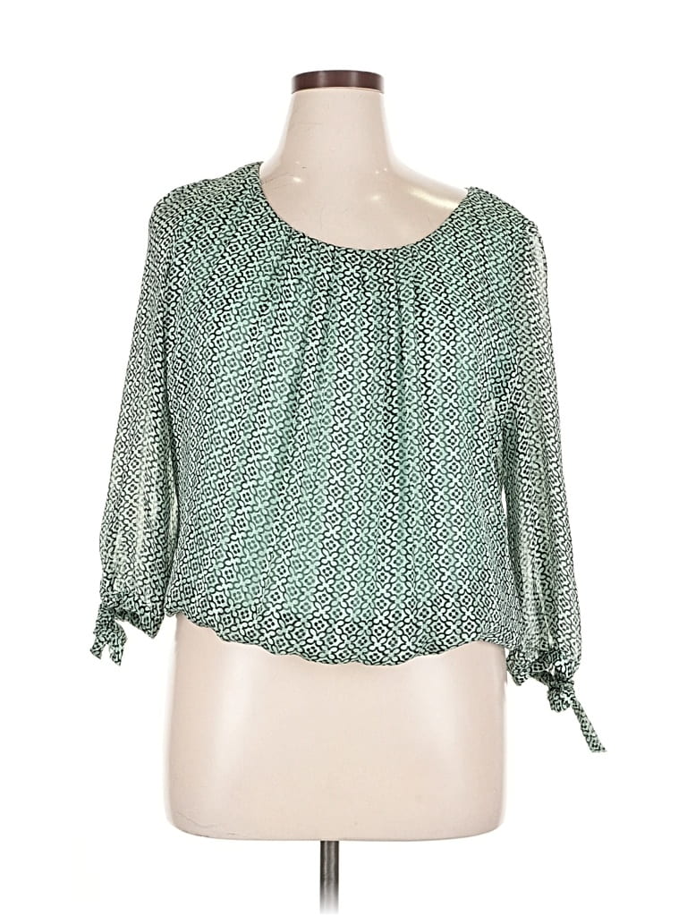 Pre-owned Roz & Ali 3/4 Sleeve Blouse In Green