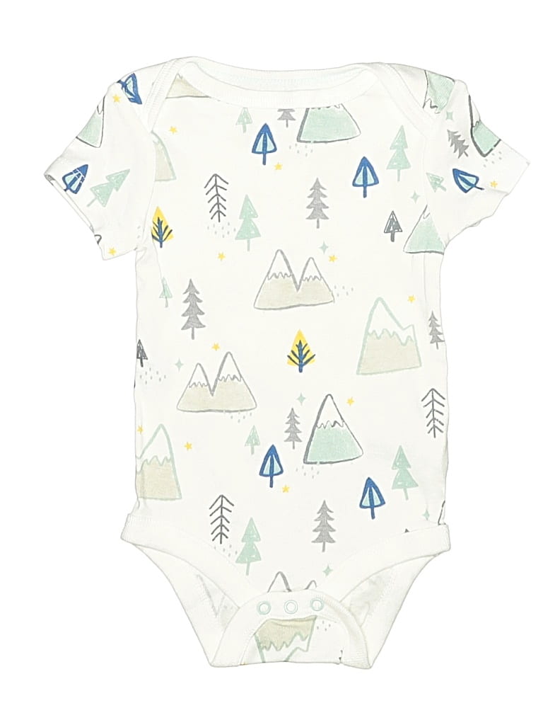 Pre-owned Cloud Island Babies' Short Sleeve Onesie In White