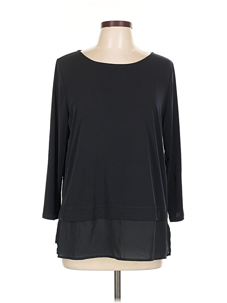 Pre-owned Ivanka Trump 3/4 Sleeve Top Black Boatneck Tops