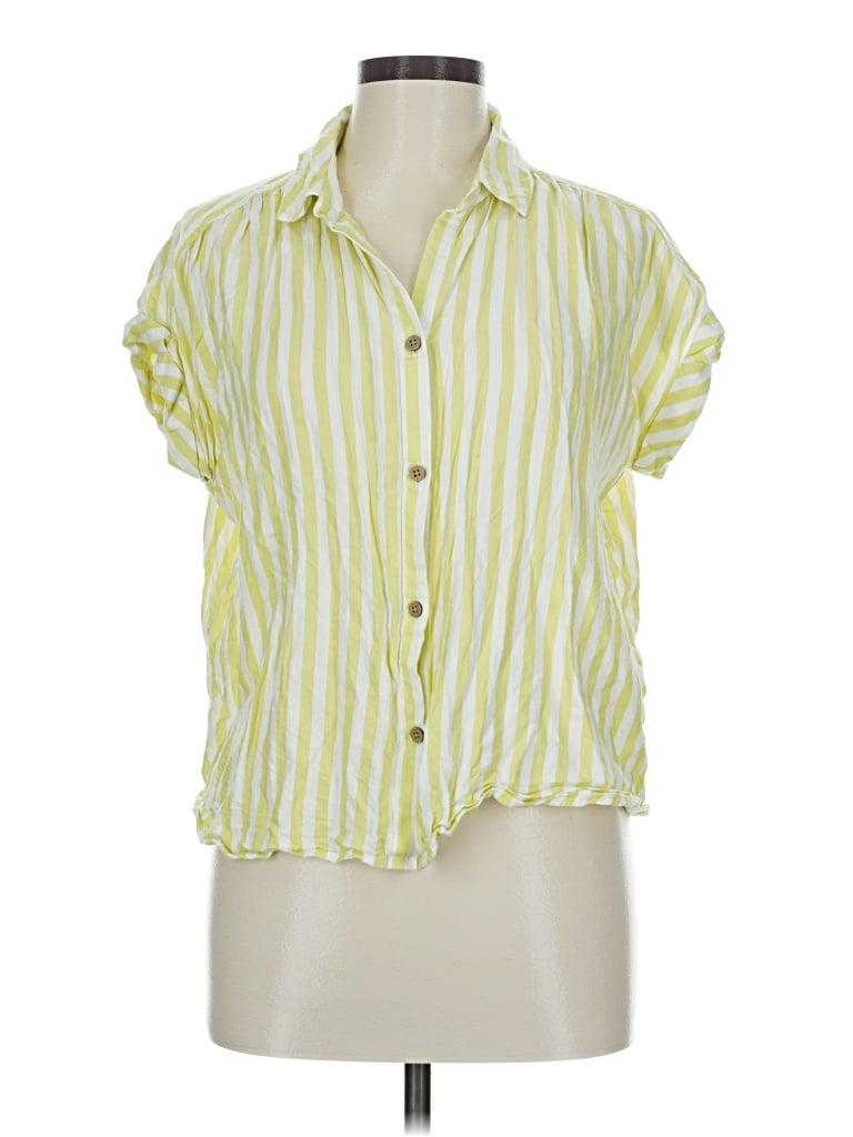 Pre-owned Beachlunchlounge Short Sleeve Blouse In Yellow