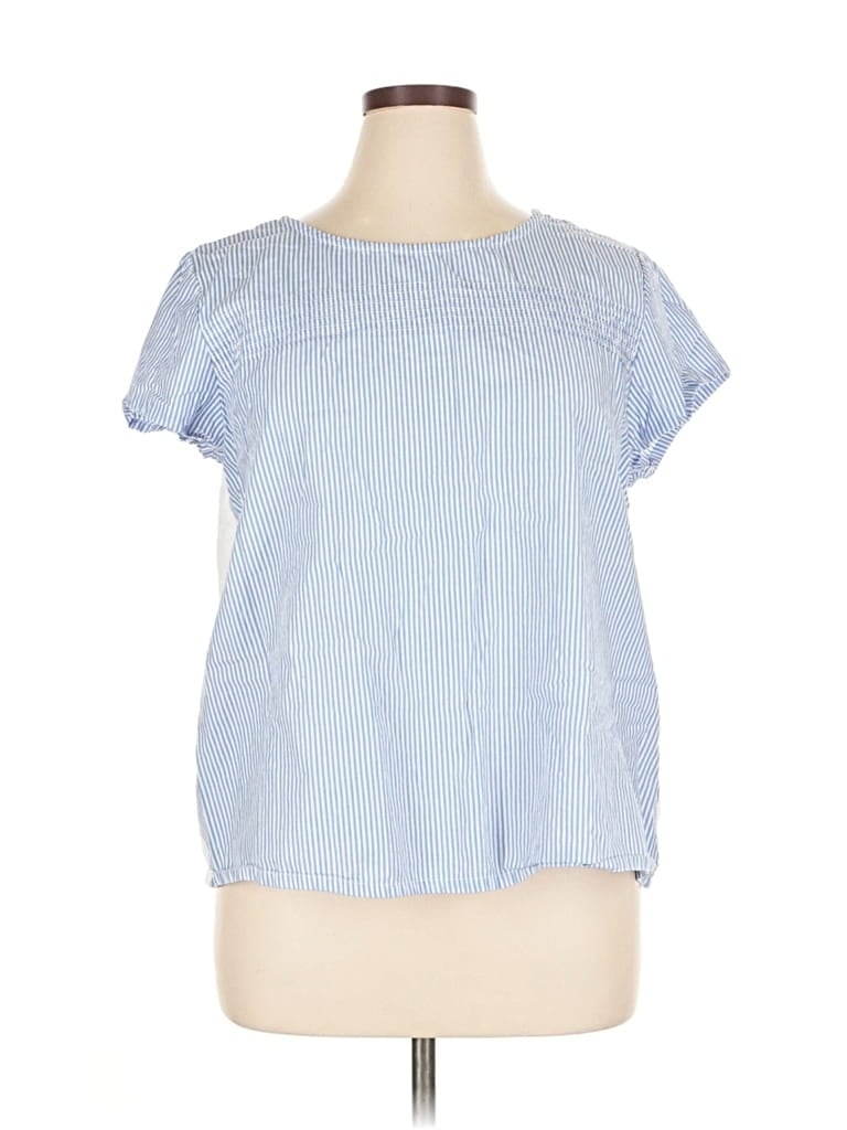 Pre-owned Vineyard Vines Short Sleeve Blouse In Blue