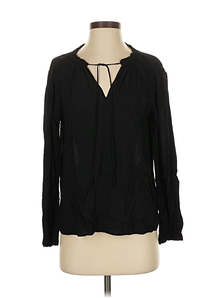 Pre-owned Velvet By Graham & Spencer Long Sleeve Blouse In Black