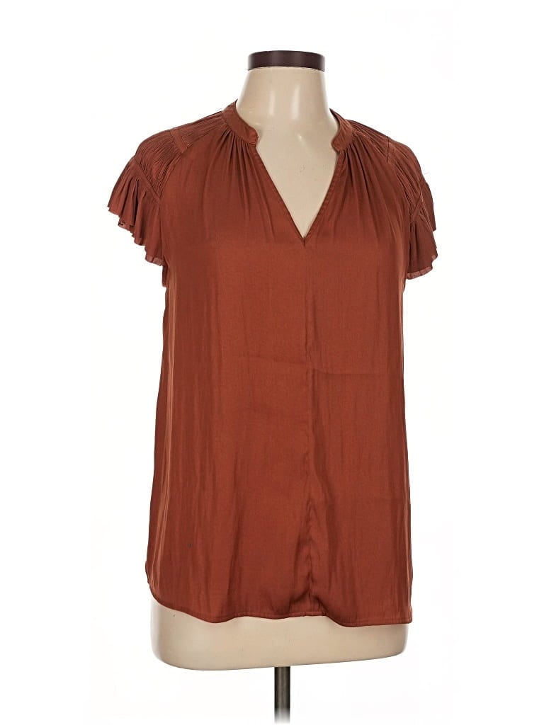 Pre-owned Current Air Short Sleeve Blouse In Brown