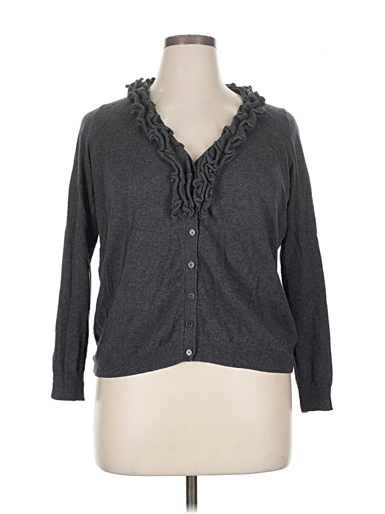 Pre-owned Talbots Cardigan Sweater In Gray