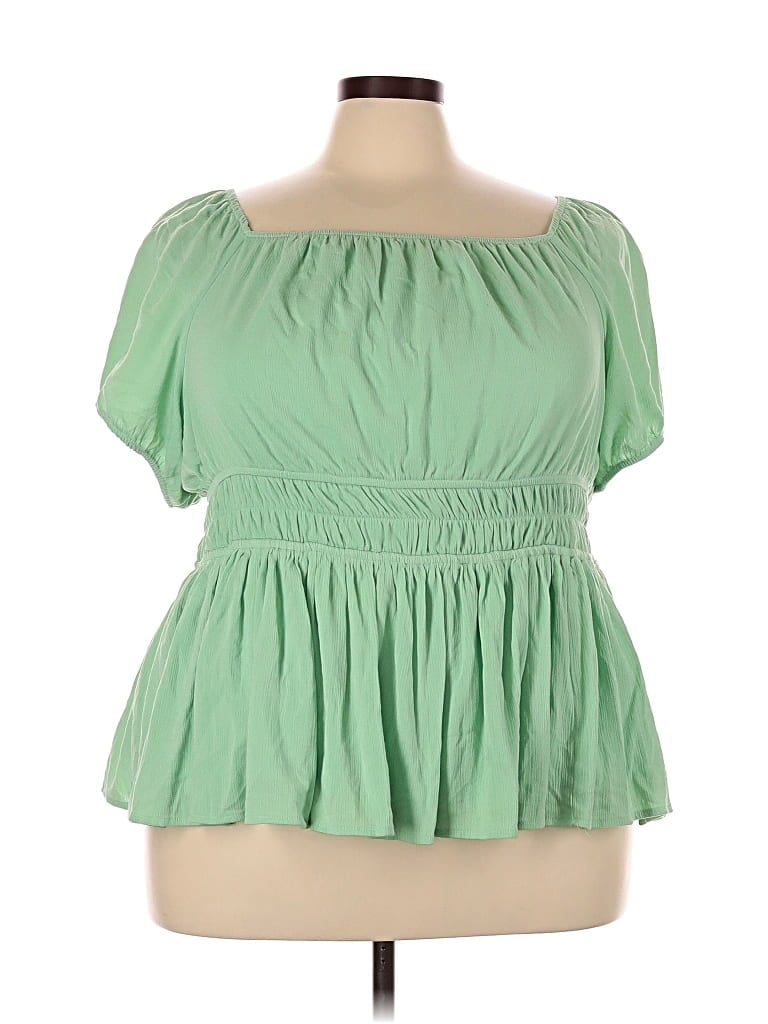 Pre-owned Torrid Short Sleeve Blouse In Green