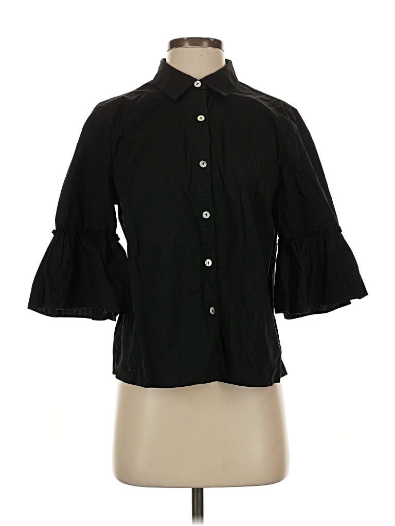 Pre-owned Marc New York Andrew Marc 3/4 Sleeve Button Down Shirt In Black