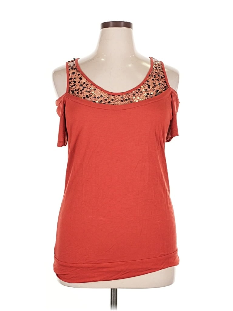 Pre-owned American Rag Cie Sleeveless Top Orange Cold Shoulder Neckline Tops